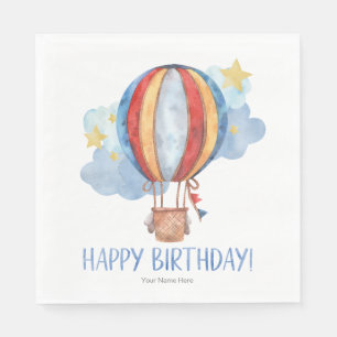 Blauer roter Heißluftballon Sterne Kinder Happy Bi Serviette