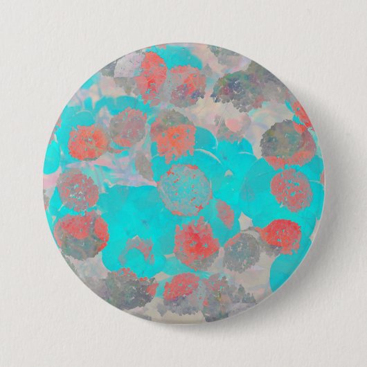 Blauer Roter Kunstgewerbe für romantische Blumenmu Button (Vorderseite)