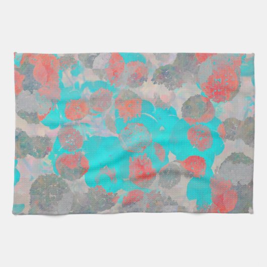 Blauer Roter Kunstgewerbe für romantische Blumenmu Geschirrtuch (Horizontal)