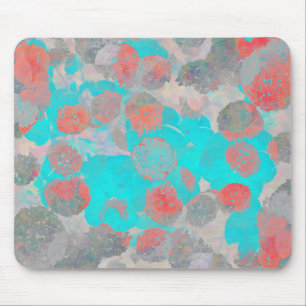 Blauer Roter Kunstgewerbe für romantische Blumenmu Mousepad