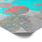 Blauer Roter Kunstgewerbe für romantische Blumenmu Poster (Ecke)