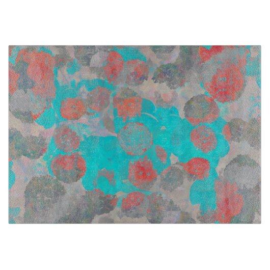 Blauer Roter Kunstgewerbe für romantische Blumenmu Schneidebrett (Vorderseite)