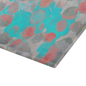 Blauer Roter Kunstgewerbe für romantische Blumenmu Schneidebrett (Ecke)