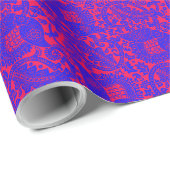 Blauer Roter Mittelalter Einzigartiges Blumendekor Geschenkpapier (Rolleneckpunkt)