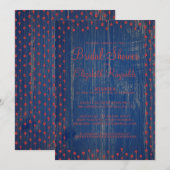 Blauer Roter Rustikaler Brautdusche Einladungen (Vorne/Hinten)