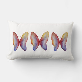 Blauer Roter Schmetterling Wasserfarbe Lumbar Kiss Lendenkissen