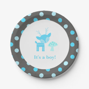 Blauer Rotwild-Tupfen-Babyparty-Pappteller Pappteller