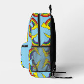 Blauer Rucksack mit Regenbögen und Blitzsymbolen (Rechts)