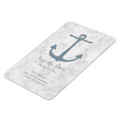 Blauer Rustikaler Anker Save the Date Magnet (Linke Seite)