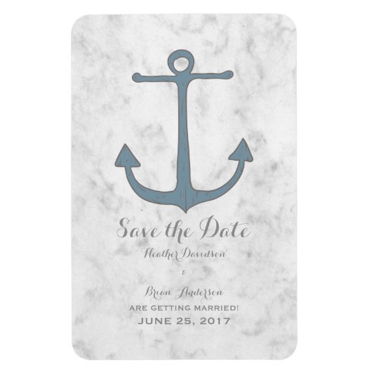 Blauer Rustikaler Anker Save the Date Magnet (Vertikal)