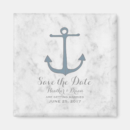 Blauer Rustikaler Anker Save the Date Magnet (Vorne)