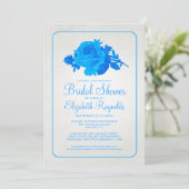 Blauer Rustikaler Blumenstrauß/Blume Brautdusche E Einladung (Stehend Vorderseite)