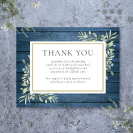 Blauer Rustikaler Grüner Beerdigung des Lebens Dankeskarte