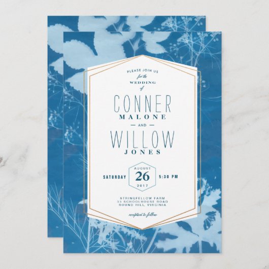 Blauer Rustikaler Herbstleber, Fall Einladung (Vorne/Hinten)