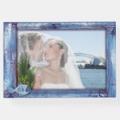 Blauer, rustikaler Holzrahmen und Fisch Gästebuch (Rückseite)