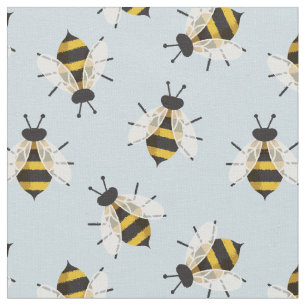 Blauer Rustikaler Illustrierter Bienenstoff Stoff