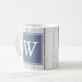 Blauer Rustikaler Monogramm-Tasse Kaffeetasse (Vorderseite Links)