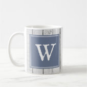 Blauer Rustikaler Monogramm-Tasse Kaffeetasse (Links)