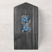 Blauer Rustikaler Schmetterling auf einer Hochzeit All In One Einladung (Außenbereich)