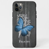 Blauer Rustikaler Schmetterling Personalisiert Case-Mate iPhone Hülle (Rückseite)