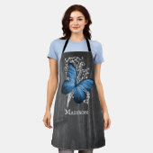 Blauer Rustikaler Schmetterling Personalisierte Sc Schürze (Getragen)