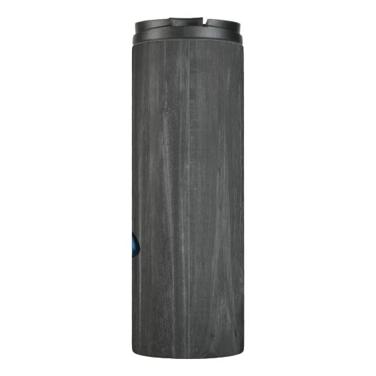 Blauer Rustikaler Schmetterling Personalisierter T Thermosbecher (Rückseite)