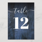 Blauer Rustikaler Stall Wood Boho Tischnummer (Rückseite)