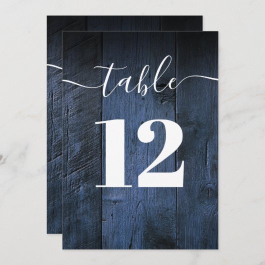 Blauer Rustikaler Stall Wood Boho Tischnummer (Vorne/Hinten)