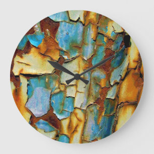 Blauer Rusty Chipping Paint Wall Clock Große Wanduhr