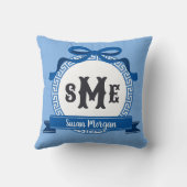 Blauer Sail Blau Rückwärts Griechischer Schlüssel  Kissen (Rückseite)