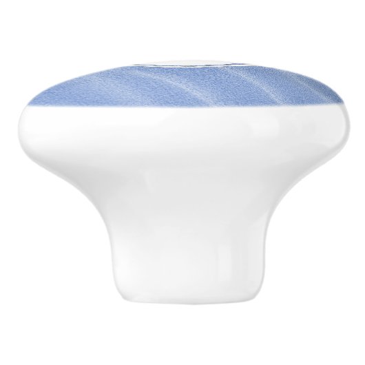 Blauer Sand Ripples Monogramm-Keramik Pull Keramikknauf (Seitenansicht)