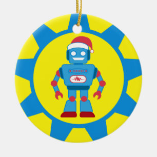 Blauer Sankt-Roboter Keramikornament