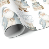 Blauer Santa Frohe Weihnachten  Geschenkpapier (Rolleneckpunkt)