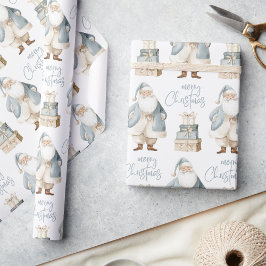 Blauer Santa Frohe Weihnachten Geschenkpapier