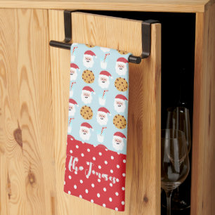 Blauer Santa-Milch-und-Kekse-Küchenhandtuch Geschirrtuch