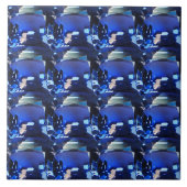 Blauer Saphir Cushion Cut Muster Fliese (Vorderseite)