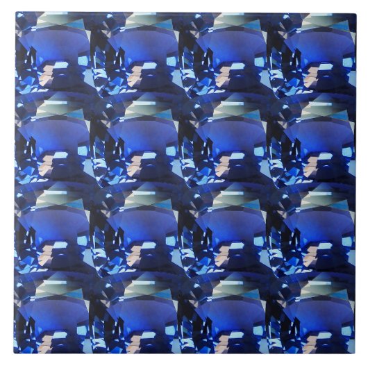 Blauer Saphir Cushion Cut Muster Fliese (Vorderseite)