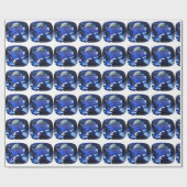 Blauer Saphir Cushion Cut Muster Geschenkpapier (Flach)