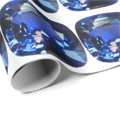 Blauer Saphir Cushion Cut Muster Geschenkpapier (Rolleneckpunkt)