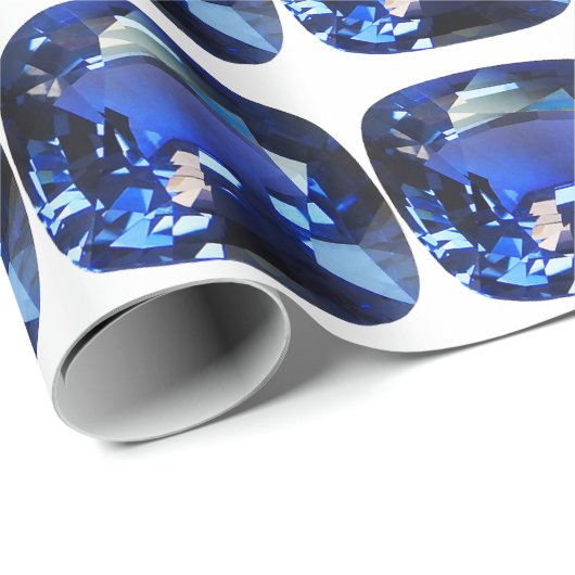 Blauer Saphir Cushion Cut Muster Geschenkpapier (Rolleneckpunkt)