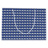 Blauer Saphir Cushion Cut Muster Große Geschenktüte (Rückseite)