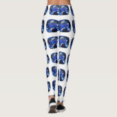 Blauer Saphir Cushion Cut Muster Leggings (Rückseite)