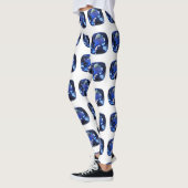 Blauer Saphir Cushion Cut Muster Leggings (Links)