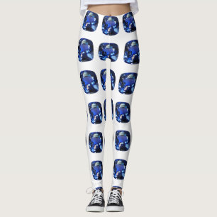 Blauer Saphir Cushion Cut Muster Leggings