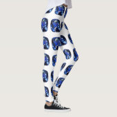 Blauer Saphir Cushion Cut Muster Leggings (Rechts)