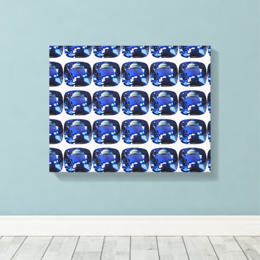 Blauer Saphir Cushion Cut Muster Leinwanddruck (Insitu (Holzboden))