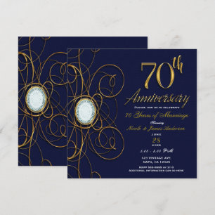 Blauer Saphir & Gold Diamant 70 70. Jubiläum Einladung