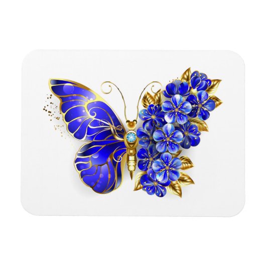 Blauer Saphir Schmetterling Magnet (Horizontal)
