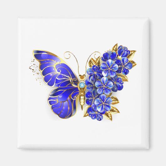 Blauer Saphir Schmetterling Magnet (Vorne)