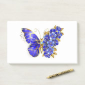 Blauer Saphir Schmetterling Post-it Klebezettel (Auf Schreibtisch)